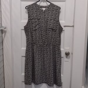 Merona XXL Sleeveless Buttoned Dress with Pockets Black & White